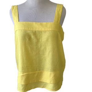NWOT DKNY PURE yellow linen blend top size L